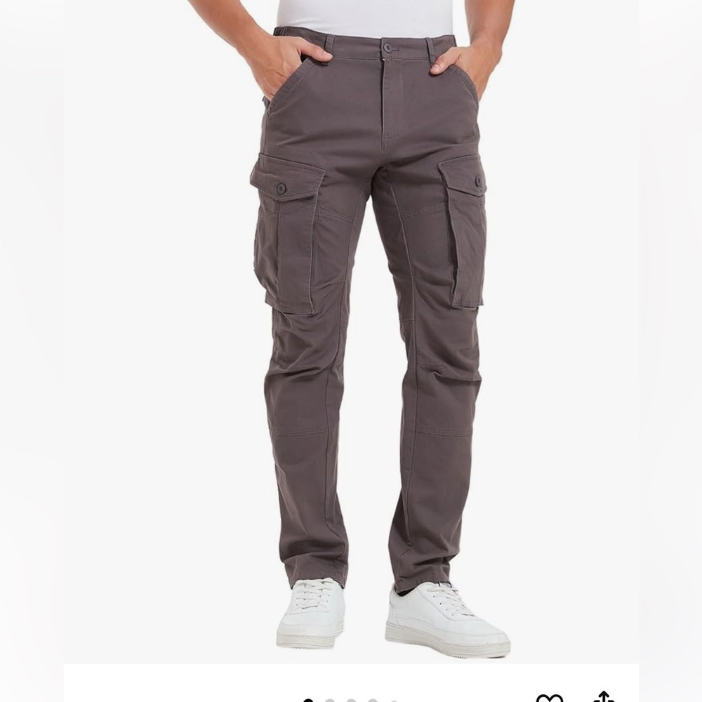 Plaid&Plain Mens Cargo Pants Slim Fit